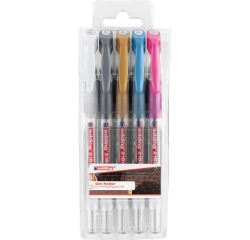 Edding gelroller 2185, etui met 5 stuks in geassorteerde kleuren