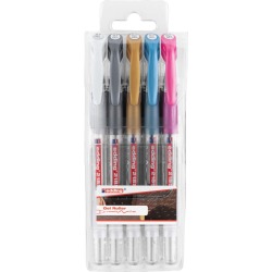 Edding roller à encre gel 2185, étui 5 pieces en couleurs assorties