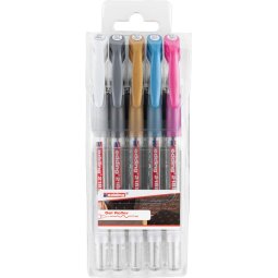 Edding gelroller 2185, etui met 5 stuks in geassorteerde kleuren