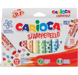 Viltstift Carioca stempelstift 2 in 1 assorti set à 12 stuks