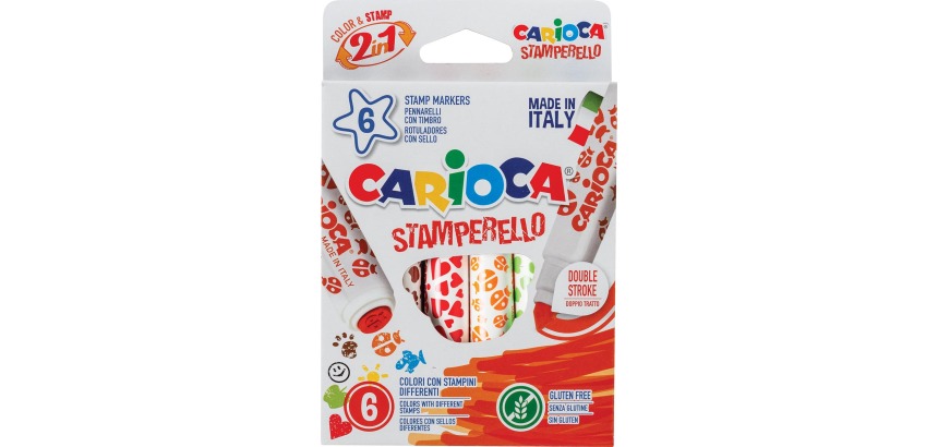Carioca feutre tampon Stamperello, boîte de 6 pièces en couleurs assorties