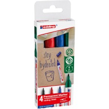 Edding permanent marker 3000, geassorteerde kleuren, blister van 4 stuks