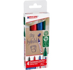 Edding marqueur permanent 3000, couleurs assorties, blister de 4 pièces