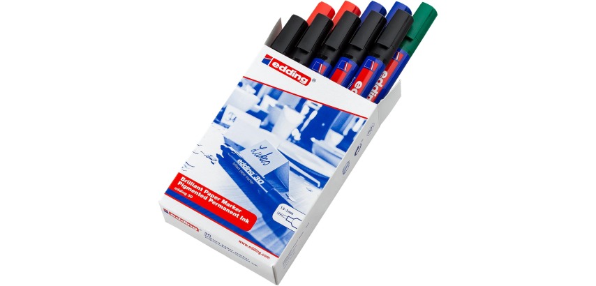 Edding 30 Glänzmarker Keilspitze 1,5-3mm sortiert Box 10 Stück