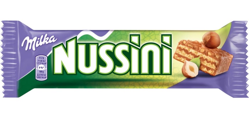 Milka Nussini barre chocolat au lait et noisette, 31,5 g