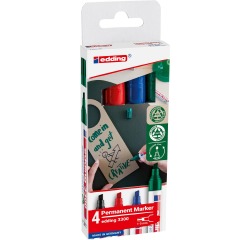 Edding marqueur permanent E-3300, couleurs assorties, blister de 4 pièces