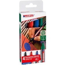 Edding permanent marker E-330, geassorteerde kleuren, blister van 4 stuks