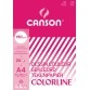 Canson tekenpapier Colorline, 150 g, ft 21 x 29,7 cm, A4, geassorteerde kleuren, blok van 20 vel