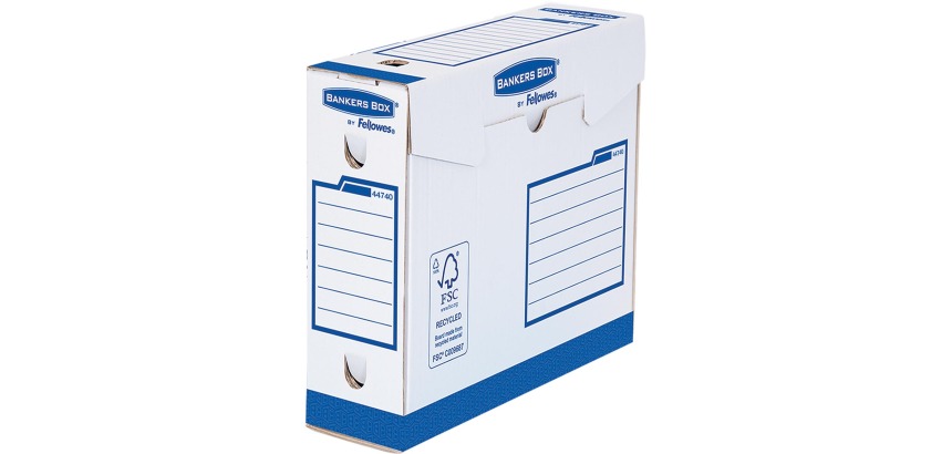 Bankers Box Basic Heavy Duty archival box, interior dimensions: 7.5 x 24.4 x 33 cm (w x h x d)