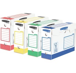 Bankers Box basic boîte archivage heavy duty, ft 9,5 x 24,5 x 33 cm, couleurs assorties, paquet 8 pièces