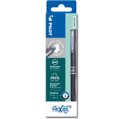 Pilot FriXion Ball Plus roller, moyen, noir en bleu, étui de 4 pièces