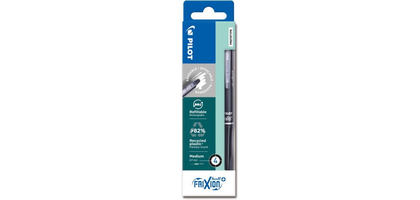 Pilot FriXion Ball Plus roller, medium, black, pack of 4 pieces