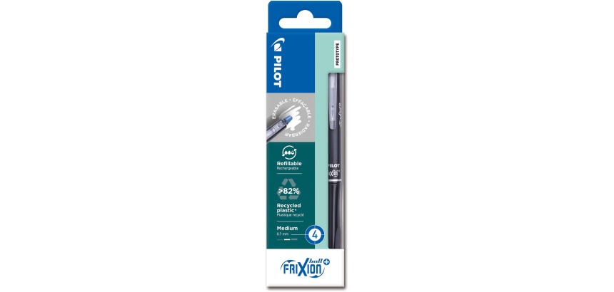 Pilot FriXion Ball Plus roller, medium, blauw, etui van 4 stuks