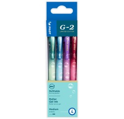 Pilot G-2 Bubble Rollerball Pen, medium, assorted colors, pack of 4 pieces