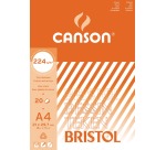 Canson papier à dessin Bristol, 224 g, ft 21 x 29,7 cm, A4, bloc de 20 feuilles