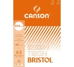 Canson papier à dessin Bristol, 224 g, ft 29,7 x 42 cm, A3, bloc de 20 feuilles