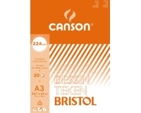 Canson tekenpapier Bristol, 224 g, ft 29,7 x 42 cm, A3, blok van 20 vel