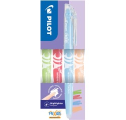 Pilot FriXion Light surligneur Natural, boîte de 4 pièces: vert clair, rouge, bleu clair, orange clair