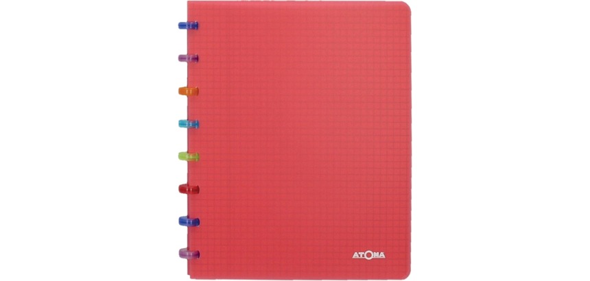 Atoma Tutti Frutti notebook, A5 size, 144 pages, commercial squared, transparent red