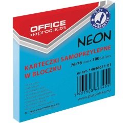 OFFICE products memoblok Neon, ft 76 x 76 mm, 100 vel, neonblauw