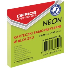 OFFICE products memoblok Neon, ft 76 x 76 mm, 100 vel, neongroen