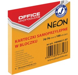 OFFICE products memoblok Neon, ft 76 x 76 mm, 100 vel, neonoranje