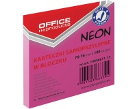 OFFICE Produkte Notizblock Neon, 76 x 76 mm, 100 Blatt, Neonrosa