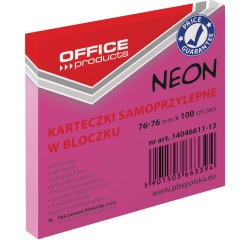 OFFICE products memoblok Neon, ft 76 x 76 mm, 100 vel, neonroze