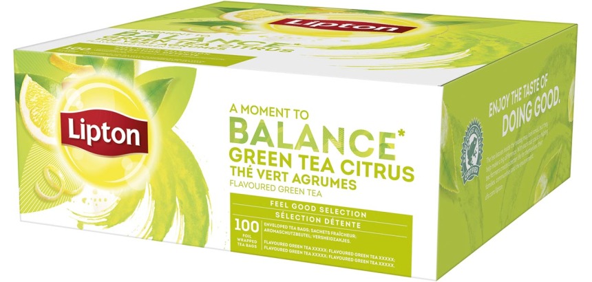 Lipton thé, thé vert agrumes, paquet de 100 sachets