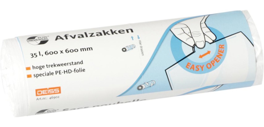 Universal Plus Müllbeutel 10 Mikrometer, 35 Liter, weiß, 50 Stück