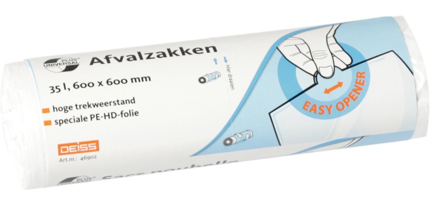 Universal Plus Müllbeutel 10 Mikrometer, 35 Liter, weiß, 50 Stück