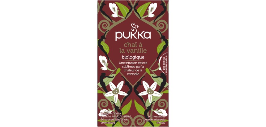 Pukka thé bio, Vanilla Chai, paquet de 20 pièces