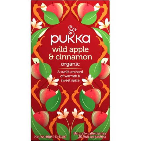 Pukka thé bio, Wild Apple - Cinnamon, paquet de 20 pièces