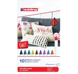 Edding textielpen 4600, set van 10 stuks in geassorteerde kleuren
