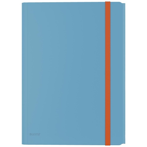Leitz Cosy chemisa à élastiques à 3 rabats, avec pochette à fermeture à bouton-pression, en PP, bleu