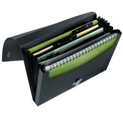 En_carpeta leitz recycle clasificador fuelle polipropileno 5+1 compartimentos din a4 negro