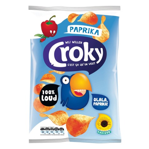 Croky chips paprika, zakje van 100 gram