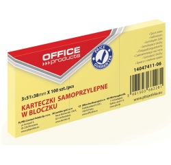 OFFICE products bloc mémo, 38 x 51 mm, 100 feuilles, jaune