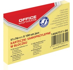 OFFICE products bloc mémo, ft 51 x 76 mm, 100 feuilles, jaune