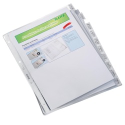 Leitz pochette-coin ft A4 avec onglets, en PVC solide, paquet de 10 pièces, perforation 4 trous