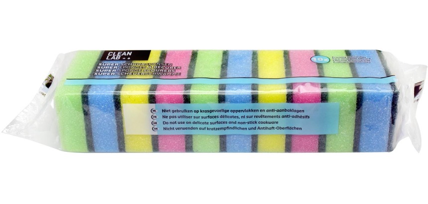 Aqualine abrasive sponge, size 9 x 6 x 3 cm, pack of 10 pieces