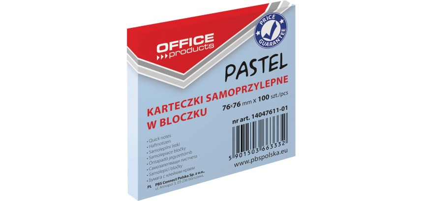 OFFICE products memo block Pastel, 76 x 76 mm, 100 sheets, pastel blue