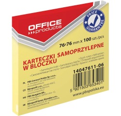 OFFICE products bloc mémo, ft 76 x 76 mm, 100 feuilles, jaune