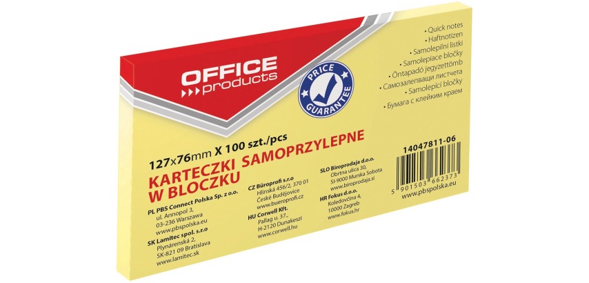 OFFICE Produkte Memo-Block, 76 x 127 mm, 100 Blatt, gelb