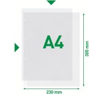 Pochette Leitz Premium A4, ouverture en haut et sur le côté gauche, 30 % de plastique recyclé, 100 pièces