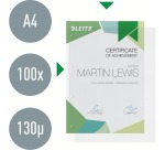 Pochette Leitz Premium A4, ouverture en haut et sur le côté gauche, 30 % de plastique recyclé, 100 pièces