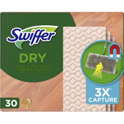 Swiffer Dry navulling, doekjes met bijenwas voor parket, pak van 30 stuks