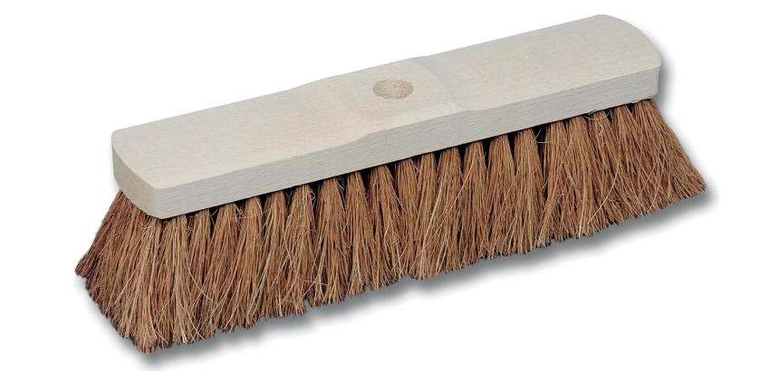 Balai coco en bois brut de 32 cm