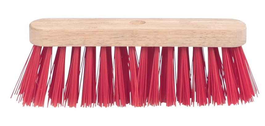Hard brush with PVC fiber, raw wood, 29 cm