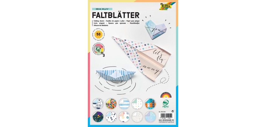 Folia Papierfaltung DIN A4, Paket mit 50 Blatt